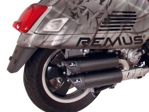 REMUS RSC DUAL FLOW Schalldämpfer Carbon Vespa GTS 125-250-300 ie Super ab 05, EG BE